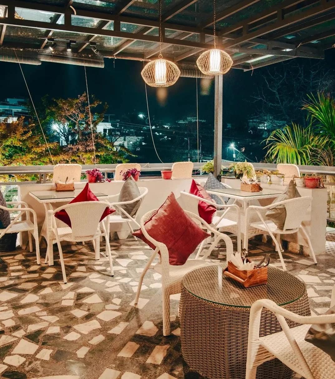 Birthday party and romantic anniversary celebration setup at Aristella Cafe rooftop Dehradun
