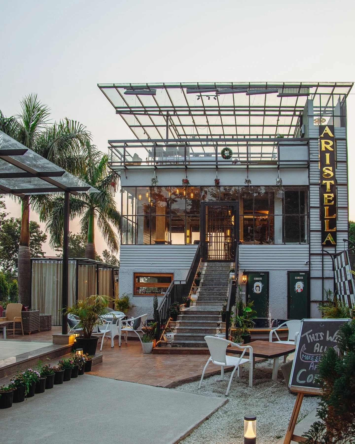 Panoramic terrace view at Aristella - Best cafe with view in Dehradun